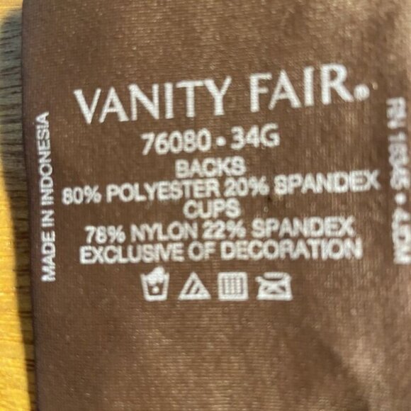 🩷🩷Vanity Fair** Cappuccino Beauty Back Minimizer Bra Size 34G 76080 NWT - Picture 4 of 9